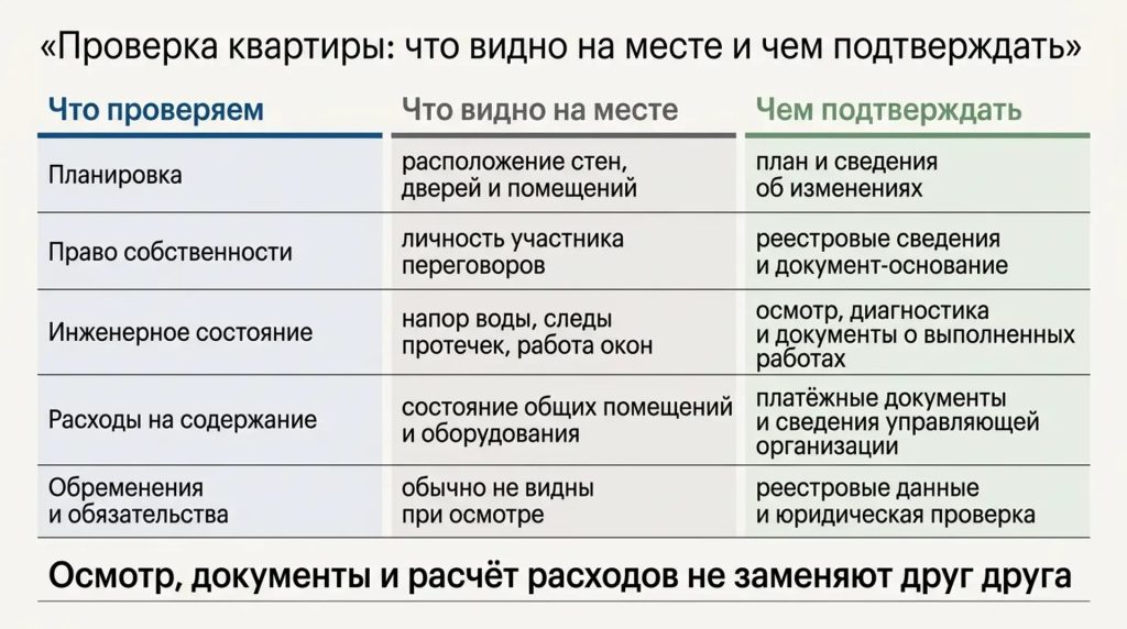 Проверка квартиры: что видно на месте и что подтверждать